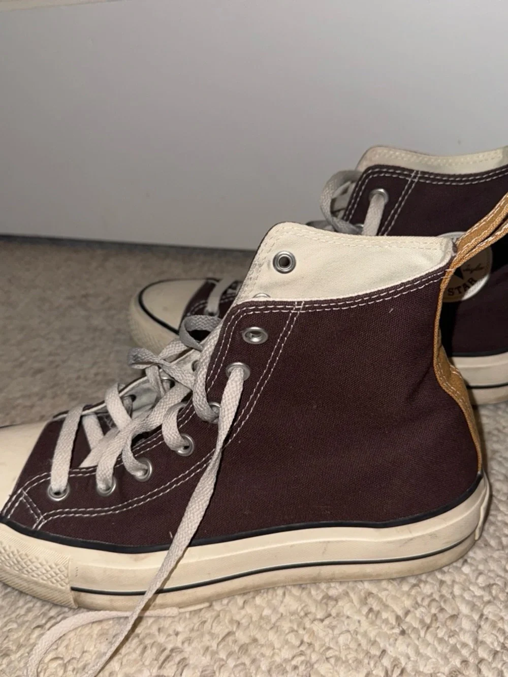Converse High Top Sneakers - Burgundy with Cream Accents - Picture 2 of 6